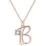 JUSZXY Letter Initial Necklaces for Women, 14K Rose Gold Plated Cubic Zirconia Letter Pendant Script Name Monogram Necklace, Delicate Initial Necklace for Mom Mothers Day