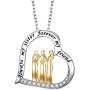 S925 Sterling Silver Family in Love Heart Pendant Necklace Gift for Women Wife Mother Daughter