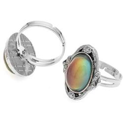 LUBINGSHINE 3Pcs Mood Ring Adjusable Size Original Oval Color Changing Ring Set Ring Jewelry