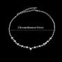 N-A Silver Bridal Crystal Choker Necklace Drop Earrings Set Flower Water-Drop Y Shaped Necklace Women Glittering Rhinestone Wedding Jewelry Set