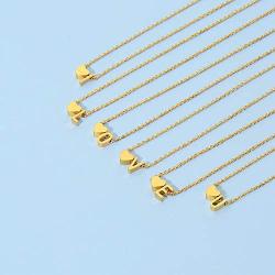 Glimmerst Initial Heart Necklace,18K Gold Plated Stainless Steel Tiny Heart Letter Necklace Personalized Monogram Name Necklace for Women Girls