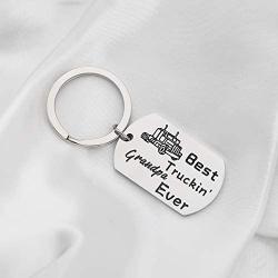 FUSTMW Trucker Grandpa Gifts Best Truckin Grandpa Ever Keychain Trucker Driver Grandpa Gifts Truck Gift for Grandpa