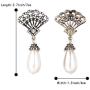 BriLove Womens Vintage Inspired Crystal Simulated Pearl Art Deco Fan Chandelier Dangle Earrings Clear Antique-Gold-Tone