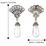 BriLove Womens Vintage Inspired Crystal Simulated Pearl Art Deco Fan Chandelier Dangle Earrings Clear Antique-Gold-Tone BriLove Womens Vintage Inspired Crystal Simulated Pearl Art Deco Fan Chandelier Dangle Earrings Clear Antique-Gold-Tone