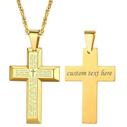 PROSTEEL Stainless Steel Cross Necklace for Men Women, Inspirational Necklace, Silver/Black/Gold Tone, Hypoallergenic, Customizable Necklace, Come Gift Box