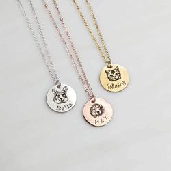 MignonandMignon Personalized Pet Gifts Custom Pet Jewelry Dog Necklace Cat Gift Custom Portrait Unique Gift LCN-AP
