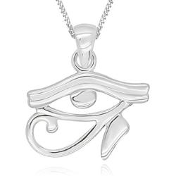 925 Sterling Silver Egypt Egyptian Udjat Eye of Ra Horus Pendant Necklace, 18''