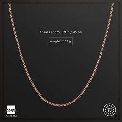 14K Rose Gold Plated on 925 Sterling Silver 1.3 mm Curb Chain Necklace Length 18'' inch / 45 cm (18)