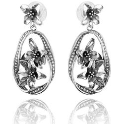 PZ Paz Creations 925 Sterling Silver Multi Floral Dangle Earrings, made in Israel