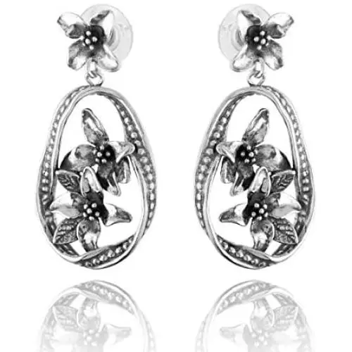 PZ Paz Creations 925 Sterling Silver Multi Floral Dangle Earrings, made in Israel PZ Paz Creations 925 Sterling Silver Multi Floral Dangle Earrings, made in Israel
