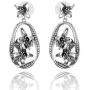 PZ Paz Creations 925 Sterling Silver Multi Floral Dangle Earrings, made in Israel