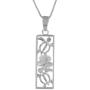 Sterling Silver Turtle and Plumeria Vertical Bar Pendant Necklace