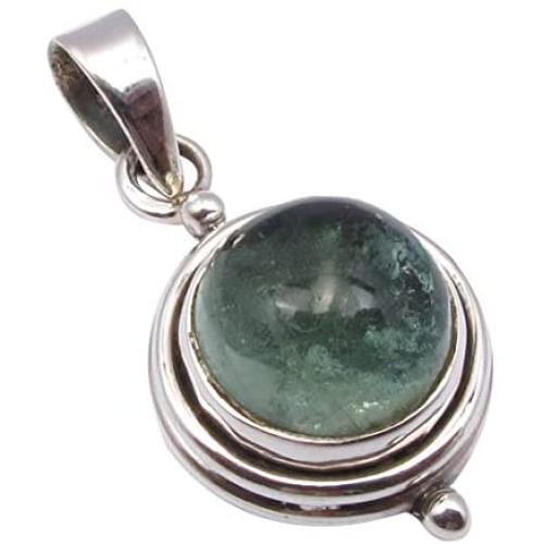SilverStarJewel Solid Sterling Silver Pear Shape Green 9 x 9 mm Apatite Pendant 2.5 cm
