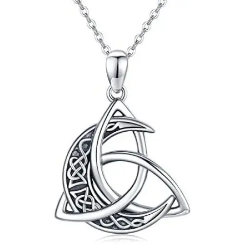 CHENGHONG Celtic Necklace for Women 925 Sterling Silver Moon Pendant Necklace Celtic Jewelry Gift for Women CHENGHONG Celtic Necklace for Women 925 Sterling Silver Moon Pendant Necklace Celtic Jewelry Gift for Women