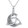 CHENGHONG Celtic Necklace for Women 925 Sterling Silver Moon Pendant Necklace Celtic Jewelry Gift for Women