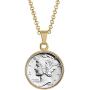 American Coin Treasures Silver Mercury Dime Goldtone Coin Pendant with 18'' Chain Necklace - Genuine and Elegant Keepsake Jewelry for Women | White Luxury Gift Box Included