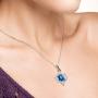 Santuzza Heart Shape Flower Pendant 925 Sterling Silver Exquisite Blue Clover Enamel Fine Jewelry For Women