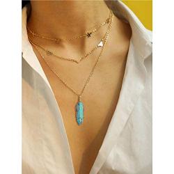 BOUTIQUELOVIN Hexagonal Natural Quartz Stone Pendant Healing Crystal Full Wire Wrap Gemstone Necklace for Women