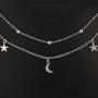 Layered Choker Necklace Boho Moon Star Pendant Necklace Charm Jewelry Clavicle Double Short Chain Necklace Gift for Women Girls