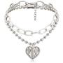 Fashion Tiered iGirl Heart Pendant Paperclip Chain Necklace Lovely Double Side Cat Alphabet Letters Collar Necklace Stainless Steel Female Symbol Gothic Streetwear Jewelry Gift