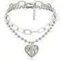 Fashion Tiered iGirl Heart Pendant Paperclip Chain Necklace Lovely Double Side Cat Alphabet Letters Collar Necklace Stainless Steel Female Symbol Gothic Streetwear Jewelry Gift