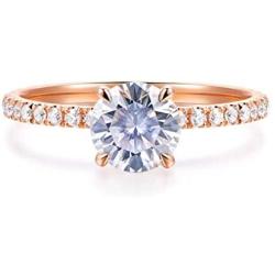 HAFEEZ CENTER 14K Solid Gold Demi Comfort Fit 1ct D-E Color Round Brilliant Cut Moissanite Engagement Ring