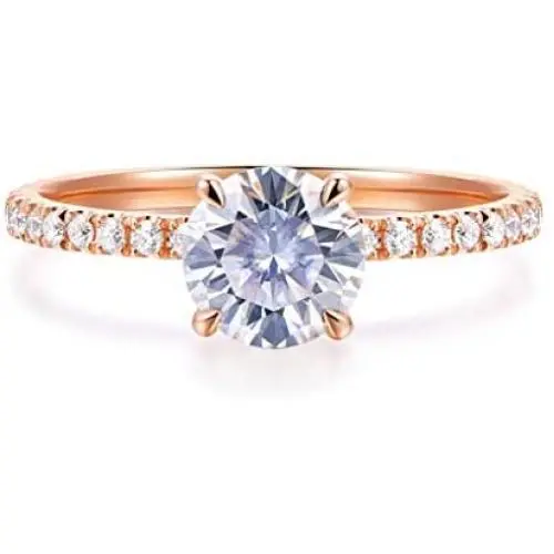 HAFEEZ CENTER 14K Solid Gold Demi Comfort Fit 1ct D-E Color Round Brilliant Cut Moissanite Engagement Ring HAFEEZ CENTER 14K Solid Gold Demi Comfort Fit 1ct D-E Color Round Brilliant Cut Moissanite Engagement Ring