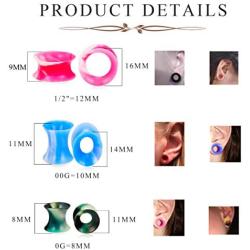 Hanpabum 30PCS Ear Gauges Stretching Kit Thin Soft Silicone Plugs Ear Skin Flexible Flesh Tunnel Expander Gauge 0G 00G 1/2''