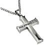 North Arrow Shop Philippians 4:13 Jewelry, Cross Necklace Strength Bible Verse, Stainless Steel with Ball Chain (24'' Curb Chain)