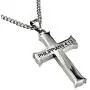 North Arrow Shop Philippians 4:13 Jewelry, Cross Necklace Strength Bible Verse, Stainless Steel with Ball Chain (24'' Curb Chain)