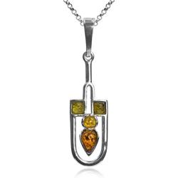 Multicolor Amber Sterling Silver Contemporary Designer Pendant Necklace Chain 18''