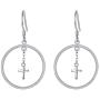 925 Sterling Silver Faith Cross Hoops Dangle Earrings Large Circle Dangling Religious Gift for Women