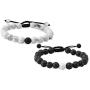 EnjoIt Distance Bracelet Black Matte Agate & White Howlite Energy Stone Beads Bracelet Set Couple Bracelet