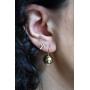 Carleen 14K Yellow Gold Plated 925 Sterling Silver Dainty Statement Large Ornamental Round Ball Drop Dangle Earrings Delicate Fine Jewelry Stud Earrings for Women, Ball Diameter 12mm