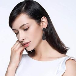 EVER FAITH Womens Austrian Crystal Party Hollow-out Teardrop Dangle Earrings