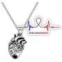 BEKECH Anatomy Bracelet Anatomical Heart Charm Adjustable Slider Bracelet CHD Awareness Heart Disease Awareness Jewelry Gift for Cardiologist Doctor Nurse