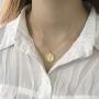 Mevecco Carved Gold Coin Pendant Necklace for Women Girls Men,18K Gold Plated Dainty Minimalist Necklace for Women