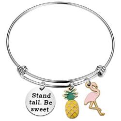 SEIRAA Pineapple Jewelry Sand Tall Be Sweet Keychain Flamingo Jewelry Tropical Inspirational Gift