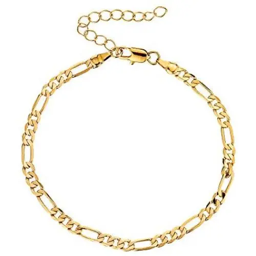 kelistom Gold Anklet for Women Men, 18K Gold Plated Figaro/Two Layer Beaded Chain Ankle Bracelets for Women with Extension kelistom Gold Anklet for Women Men, 18K Gold Plated Figaro/Two Layer Beaded Chain Ankle Bracelets for Women with Extension
