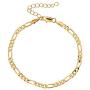 kelistom Gold Anklet for Women Men, 18K Gold Plated Figaro/Two Layer Beaded Chain Ankle Bracelets for Women with Extension