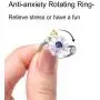 Adjustable Womens Band Birthstone Ring Cubic Zirconia Anti-Anxiety Open Flower and Bee Spinning Rings Girls Rotatable Calming Worry Meditation Ring Birthday Christmas Jewelry Gifts for Relieving Boredom ADHD, Anxiety,Autism