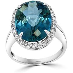 Effy 14K White Gold London Blue Topaz & Diamond Ring, 11.34 TCW IRW6505MI