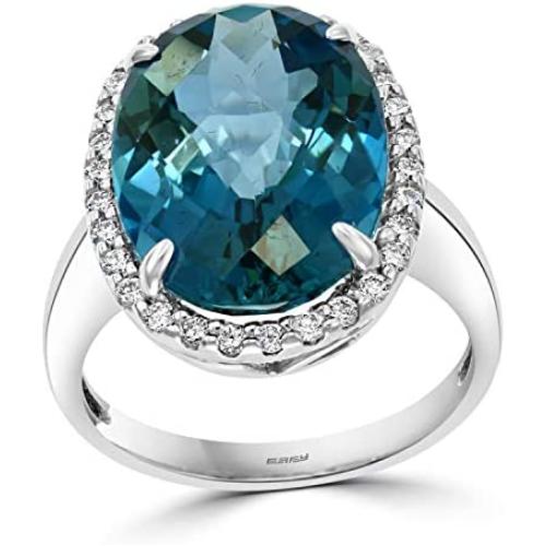 Effy 14K White Gold London Blue Topaz & Diamond Ring, 11.34 TCW IRW6505MI