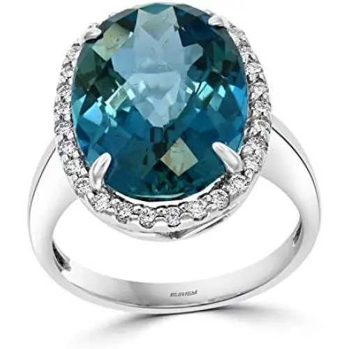 Effy 14K White Gold London Blue Topaz & Diamond Ring, 11.34 TCW IRW6505MI