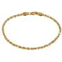 Pori Jewelers 10K Solid Gold 2.5mm Diamond Cut Rope Chain Bracelet or Anklet for Women - Lobster Clasp