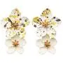 Rosemarie Collections Womens Double Metal Flower Dangle Drop Post Earrings Rosemarie Collections Womens Double Metal Flower Dangle Drop Post Earrings