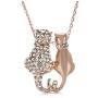 UPSERA Rose Gold Plated 2 Cats in-Love Pendant Necklace, 17” with 2” Extender