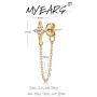 MYEARS Women Star Earrings Stud Gold CZ Ear Climber Crawler Crescent Moon Dangle 14K Gold Filled Chain Double Piercing Tiny Boho Beach Simple Delicate Handmade Hypoallergenic Lucky Jewelry Gift