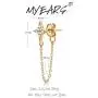 MYEARS Women Star Earrings Stud Gold CZ Ear Climber Crawler Crescent Moon Dangle 14K Gold Filled Chain Double Piercing Tiny Boho Beach Simple Delicate Handmade Hypoallergenic Lucky Jewelry Gift