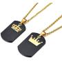 XUANPAI Free Custom Engraving His and Hers Stainless Steel Two-Tone Matching Set Couple Dog Tag Pendant Necklace